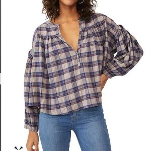 We The Free Plaid  Blouse Medium Size